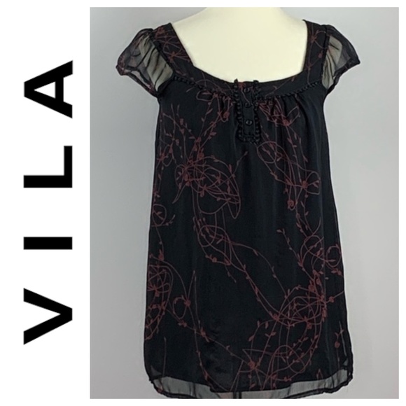 VILA Tops - Vila Layered Button Up Oversized Tunic Medium